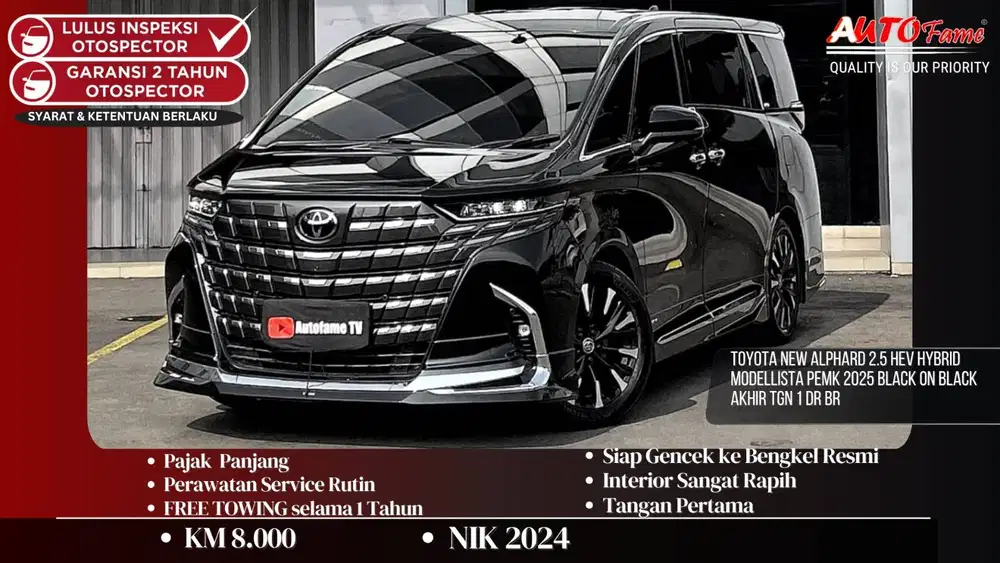 Toyota New Alphard 2.5 HEV Hybrid Modellista PEMK 2025 Black On Black