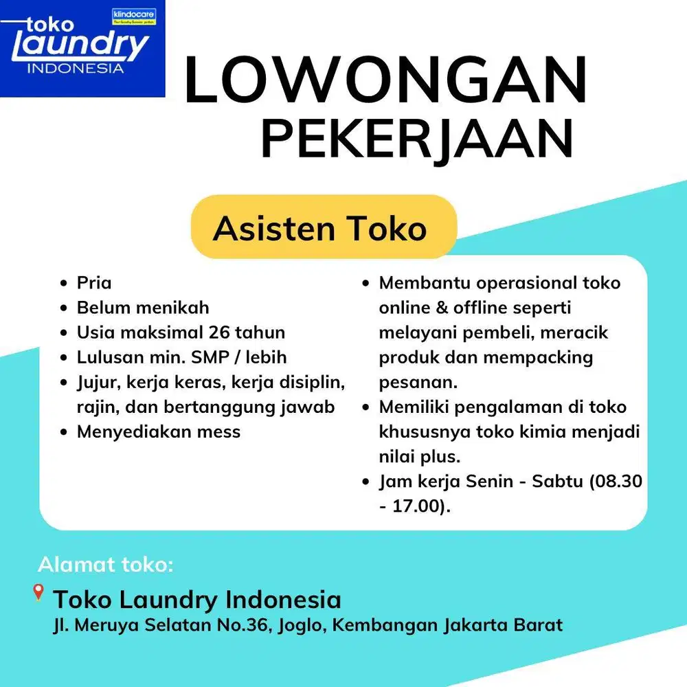 Lowongan kerja asisten toko