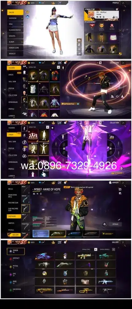 STOK AKUN FF SPEK POLOSAN SG LUMUT LOG GOGGLE