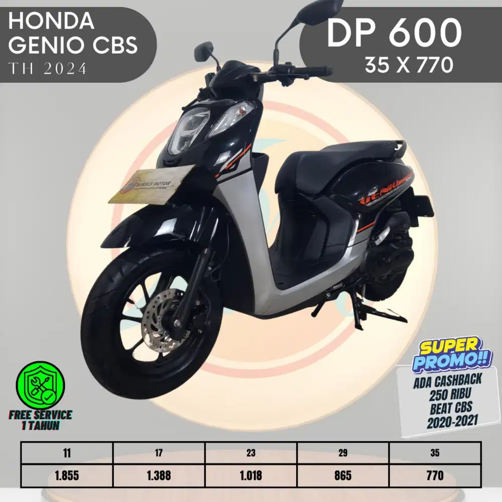 HONDA GENIO CBS 
TAHUN 2024
PLAT DEPOK