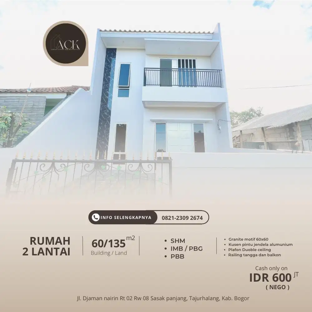 di jual rumah murah 2 lantai