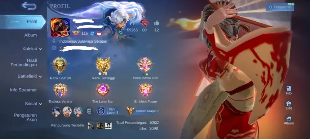 AKUN ML KOLEKTOR JURAGAN 480+ SKIN