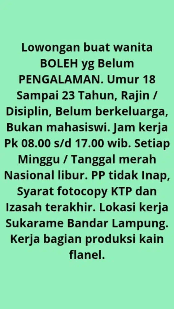 lowongan kerja wanita