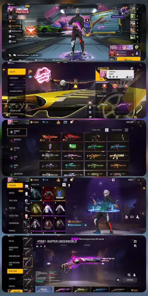 STOK AKUN FF SPEK GG MAX 1 SG 2 RASA LOG GOGGLE