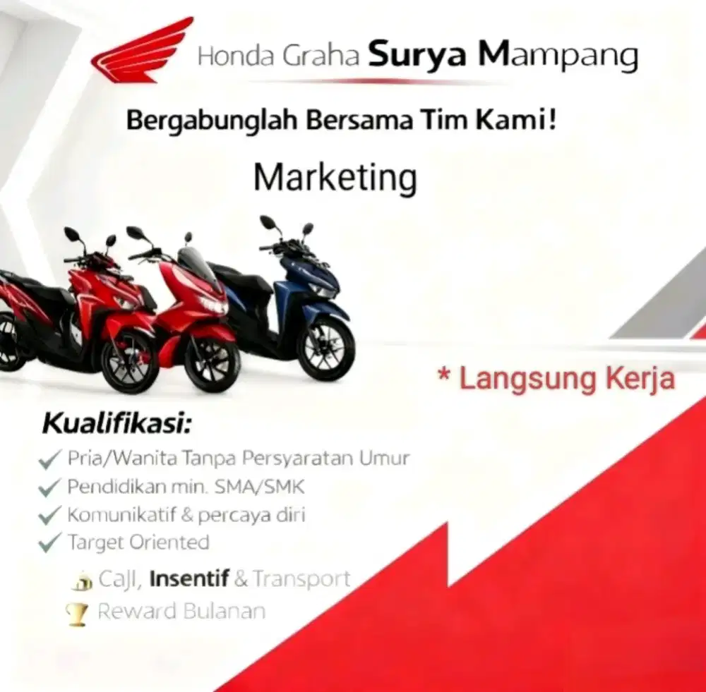 Lowongan Marketing Motor Honda