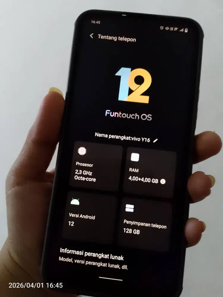 Vivo y16 ram 4+4 128GB