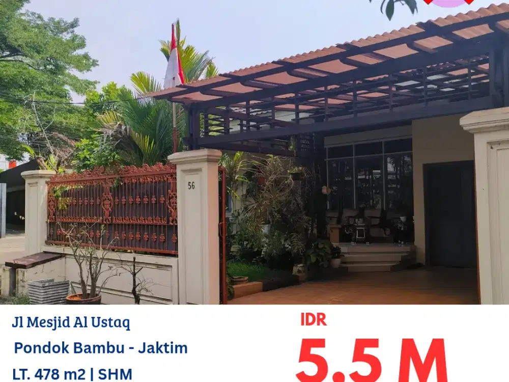 HFN0317 rumah hook 1 lantai masih dihuni di daerah Pondok Bambu, Duren Sawit, Jakarta Timur