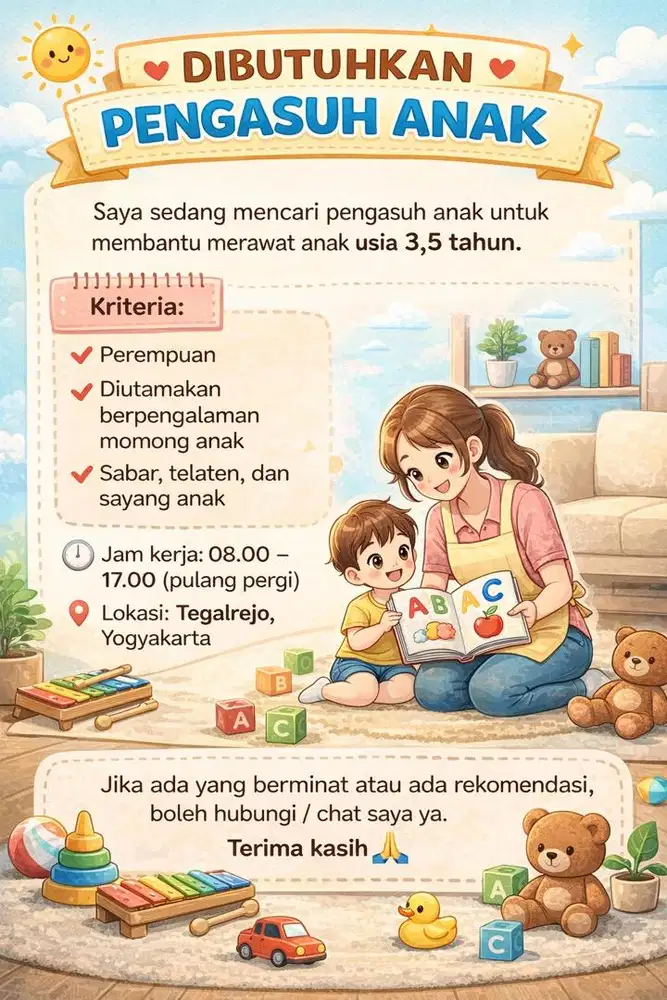 Pengasuh anak 3tahun