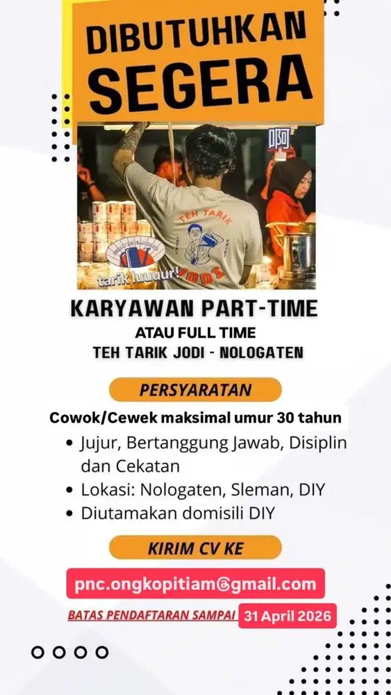 Lowongan Kerja Barista Teh Tarik