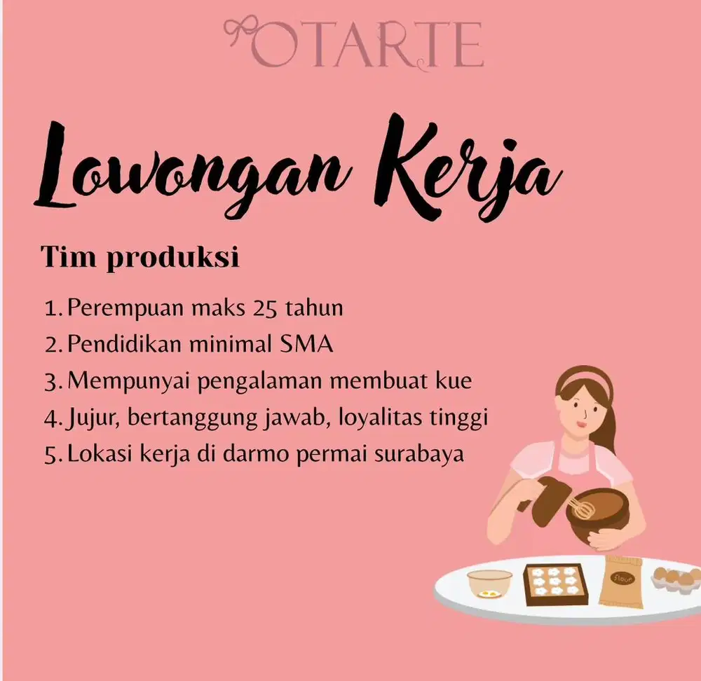 Lowongan kerja Tim Produksi