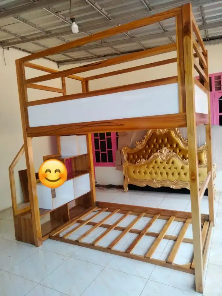 Dipan anak / tempat tidur anak tingkat kayu jati