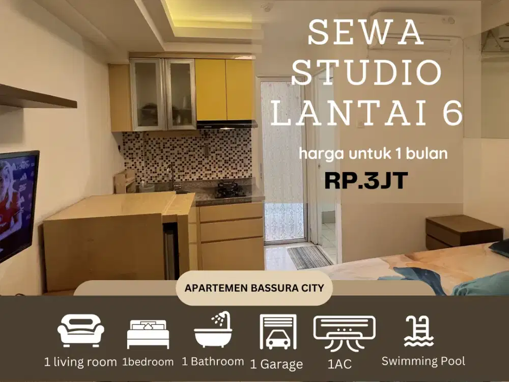 sewa studio bulanan murah full furnish dekat mall apartemen bassura city