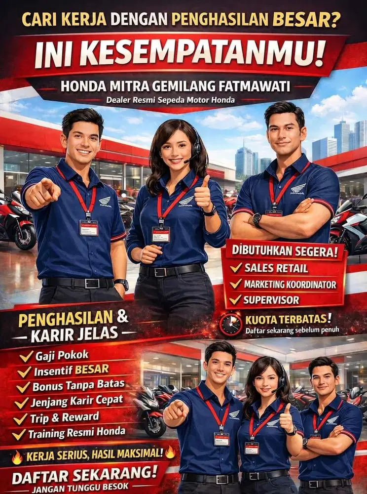 DIBUTUHKAN SALES MOTOR HONDA
