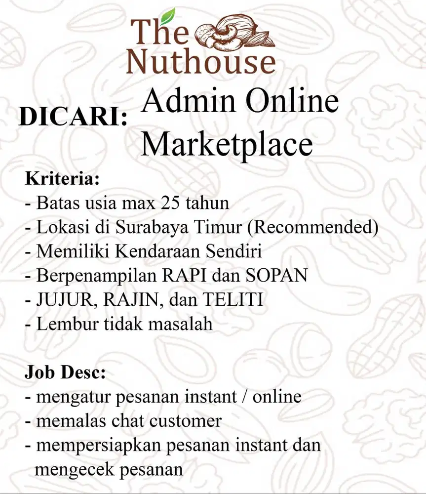 Dicari Admin Online Marketplace