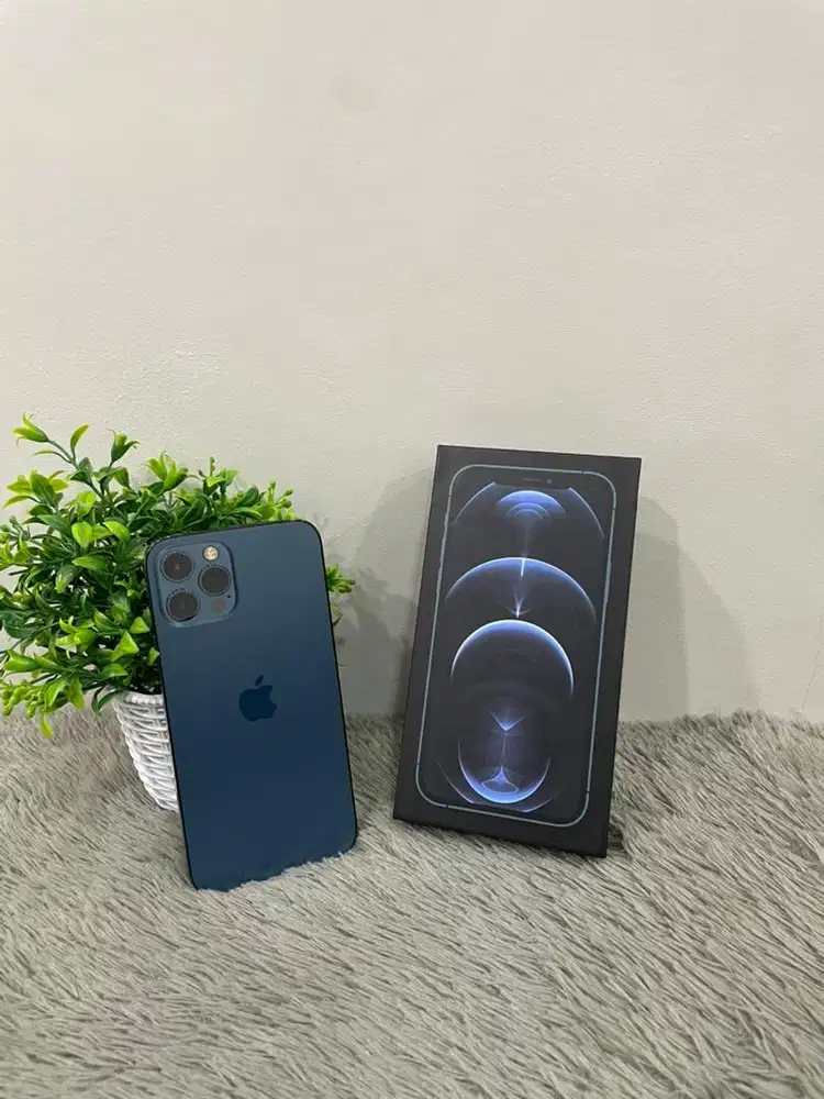 IPhone 12 Pro 128GB Pacific Blue mulus Fullset BH 83% Sinyal Permanent