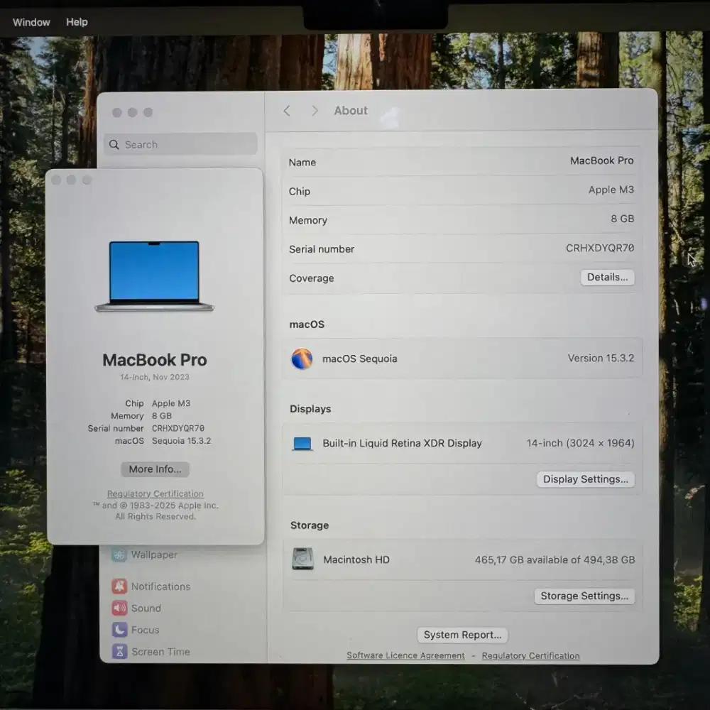 Macbook Pro M3 14 Inch Ram 8 Ssd 512  lengkap full set Mulus ibox