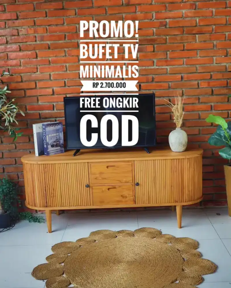 Bufet TV minimalis kayu jati