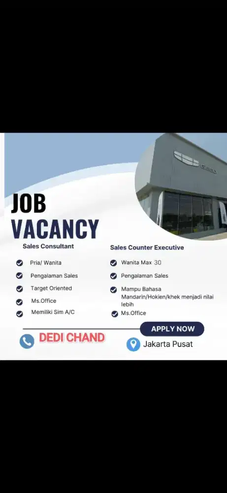 Lowongan sales geely
