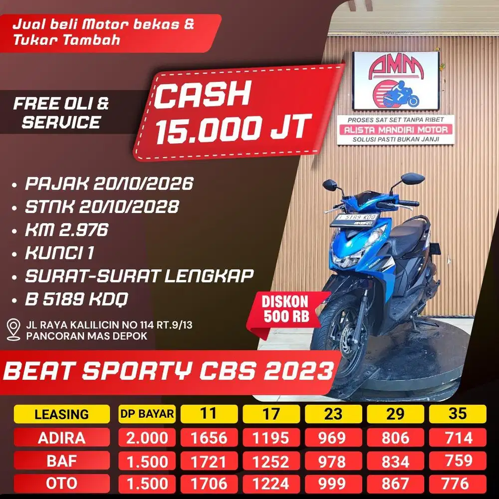 BEAT CBS TH 2023 KM LOW PAJAK ON BISA KREDIT/TRADEIN/PAKAI CC/PAYLATER