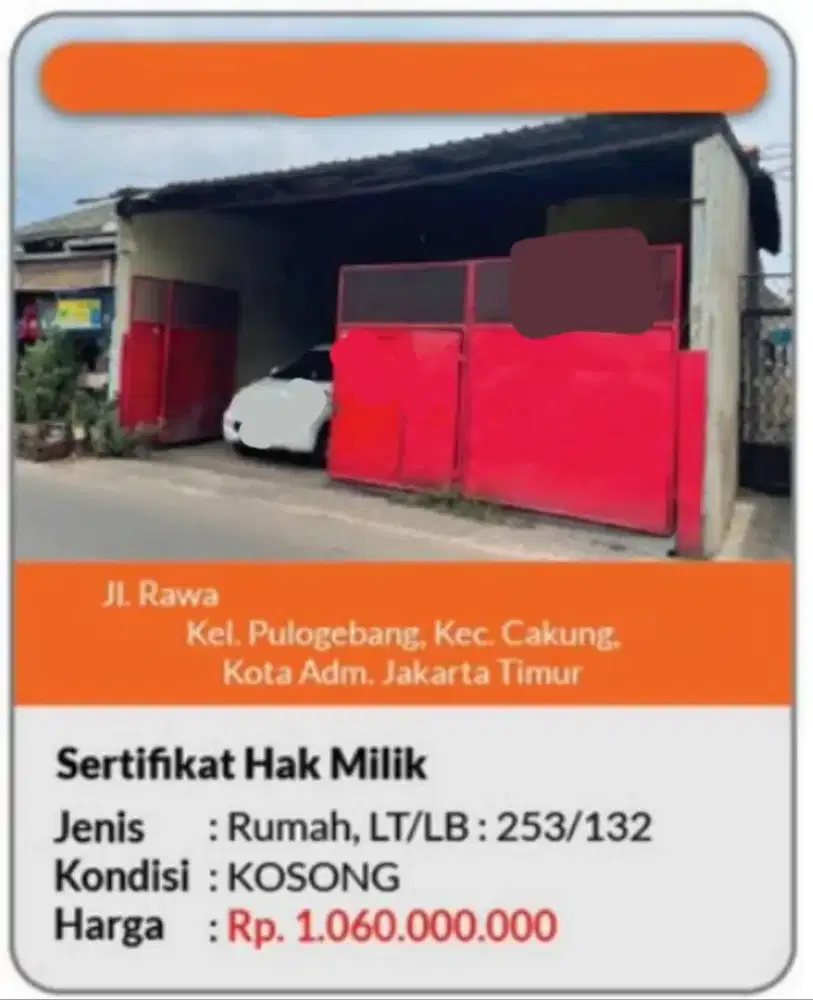 Dijual Rumah Pulogebang Cakung