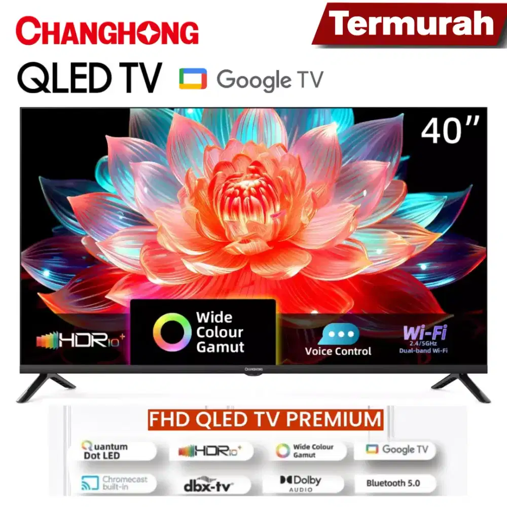 CHANGHONG QLED TV L40QCN1 40 inch FHD Dolby Audio Google Play