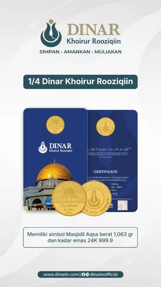 Jual Beli Emas Dinar 24K 999.9% Fine Gold