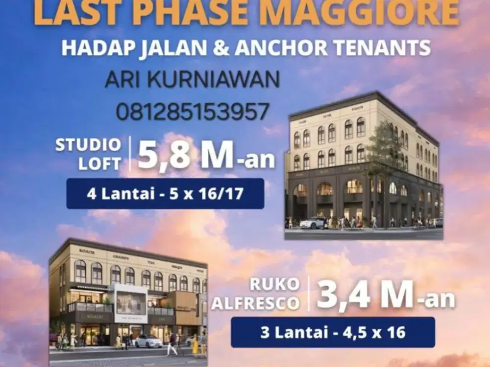 TERBARU! BY PARAMOUNT LAND GADING SERPONG RUKO & STUDIO LOFT MAGGIORE SIGNATURE WEST MULAI 3,4MILYARAN
