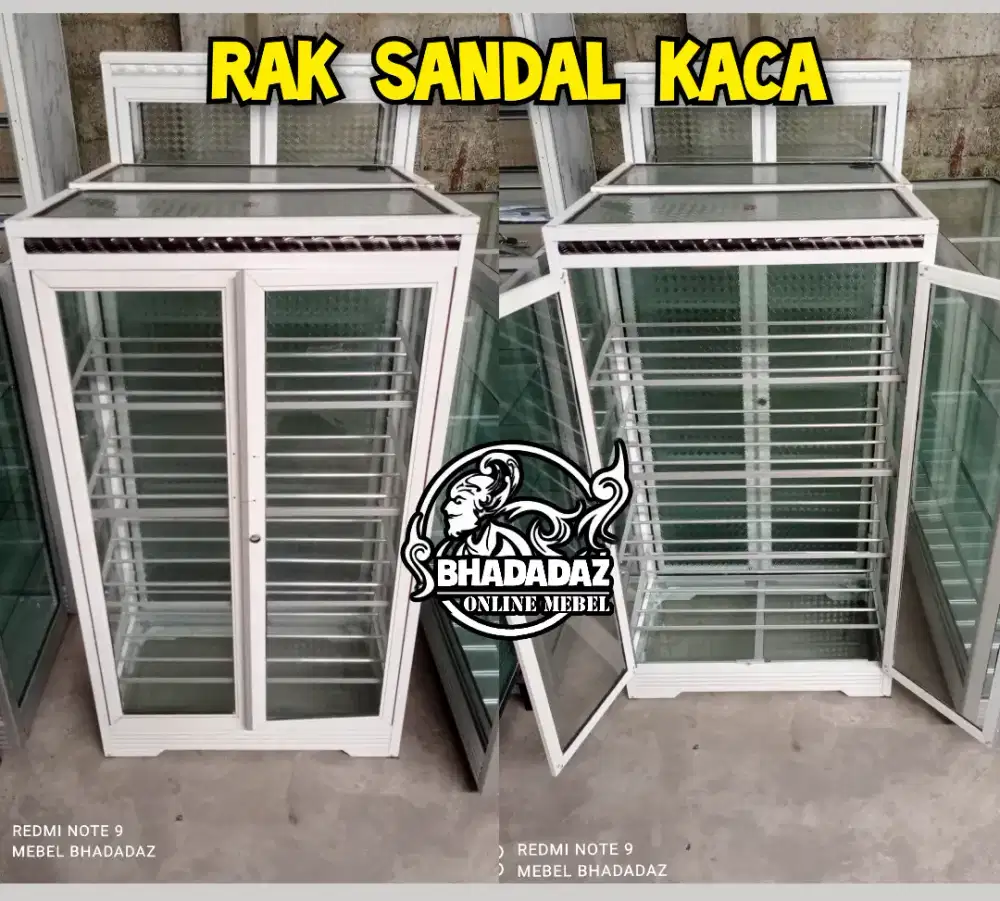 Lemari Rak Sandal kaca