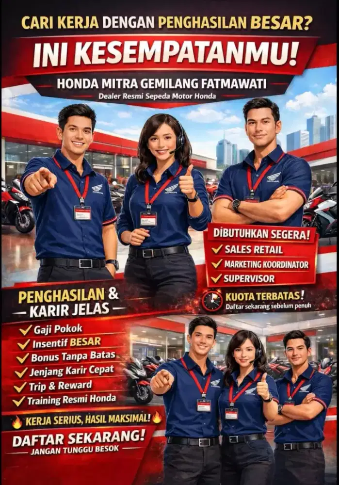dibutuhkan SALES RETAIL MOTOR HONDA