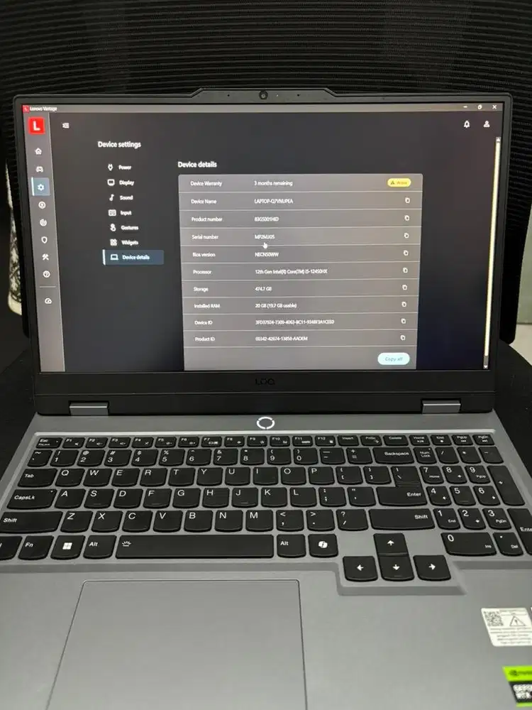 Lenovo LOQ 83GS001HID i5 12450HX RTX 2050 RAM 20/512GB