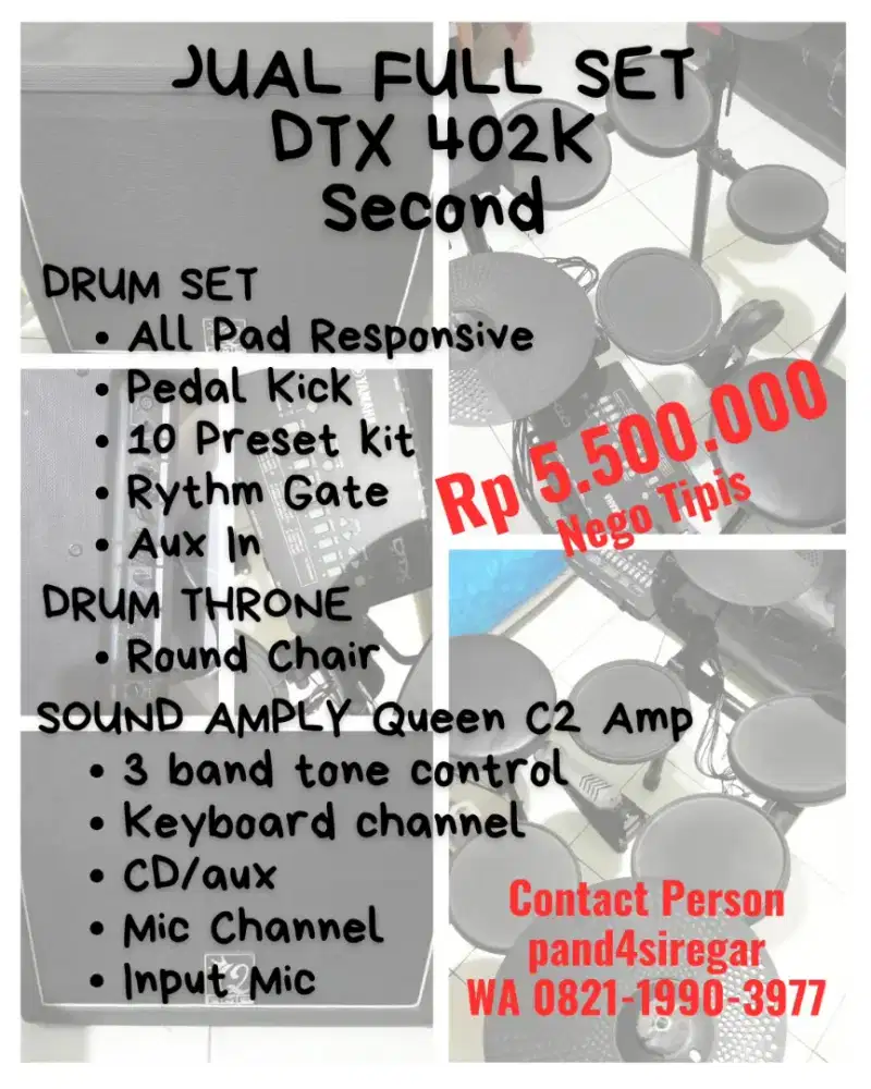 Drum Electric Yamah dtx402K