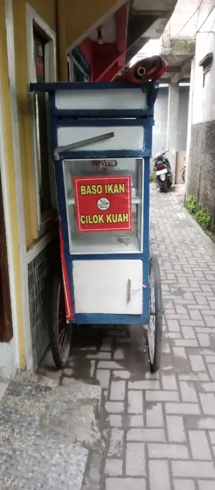 jual gerobak baso ikan bonus kompornya 2 tungku