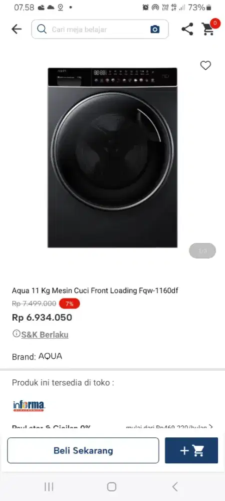 PROMO KREDIT AQUA 11KG MESIN CUCI FRONT LOADING