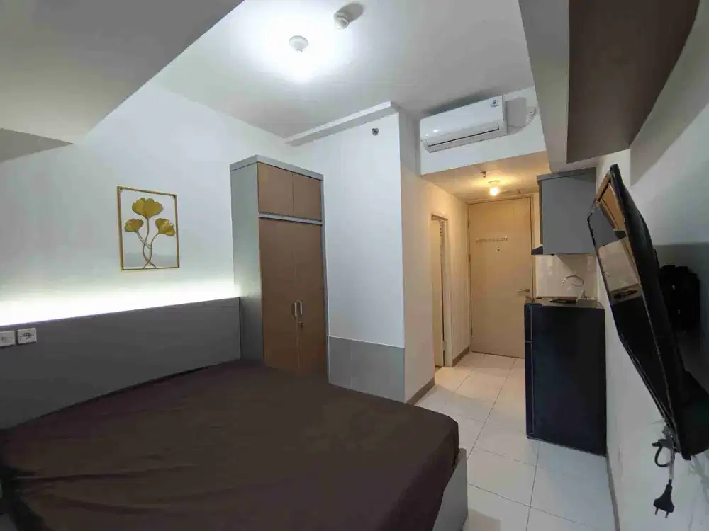 Disewa apartemen tokyo PIK tipe studio tanpa tulang full furnish lantai rendah view pool langsung