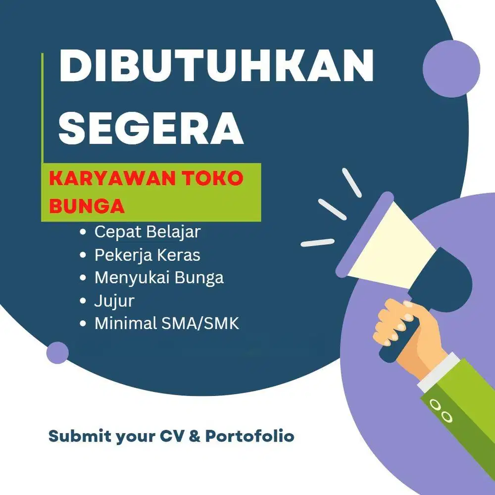 Dibutuhkan segera Lowongan kerja toko bunga di Jakarta Barat