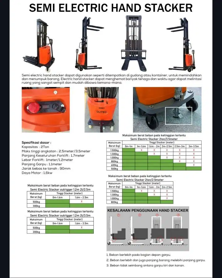 semi electric hand stacker