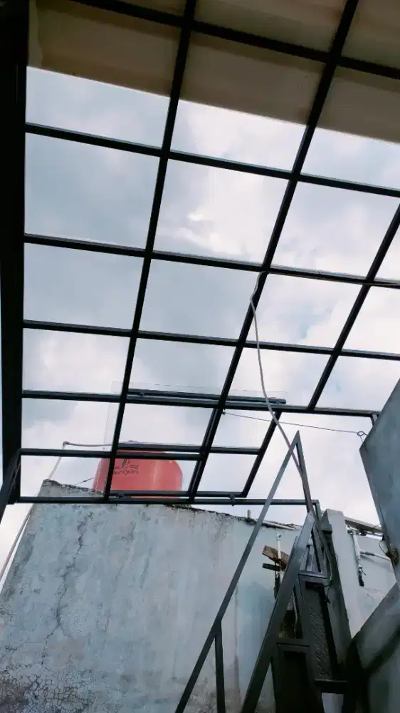 Kanopi sliding Solarflat transparan Lampung