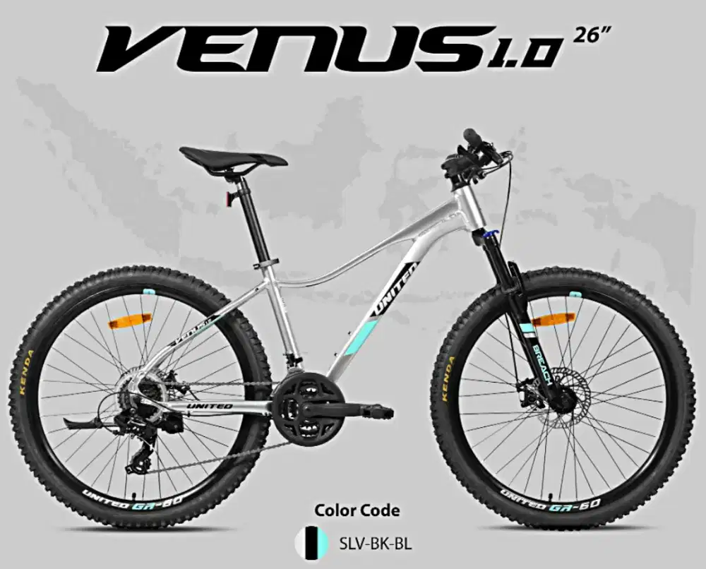 Sepeda MTB UNITED Venus 1.0 premium alloy Shimano 3x8speed Fork Lock