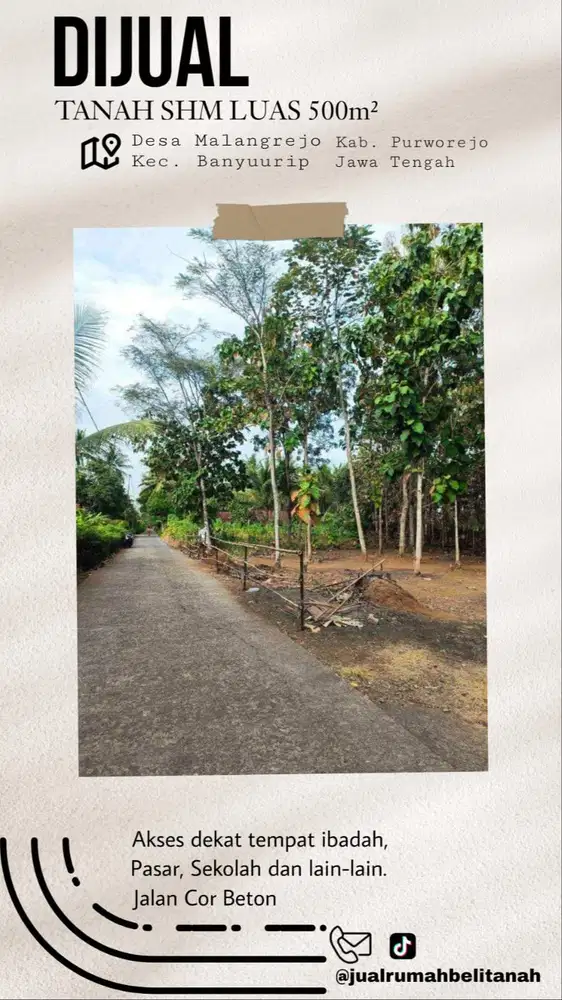 Dijual Tanah SHM Luas 500 meter