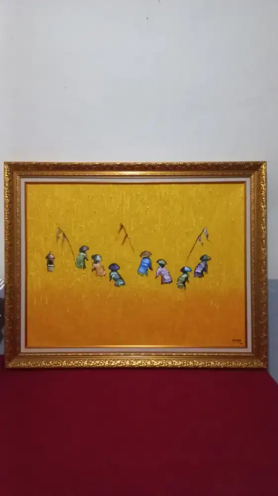 Dijual lukisan kanvas pemandangan panen 90x70 cm