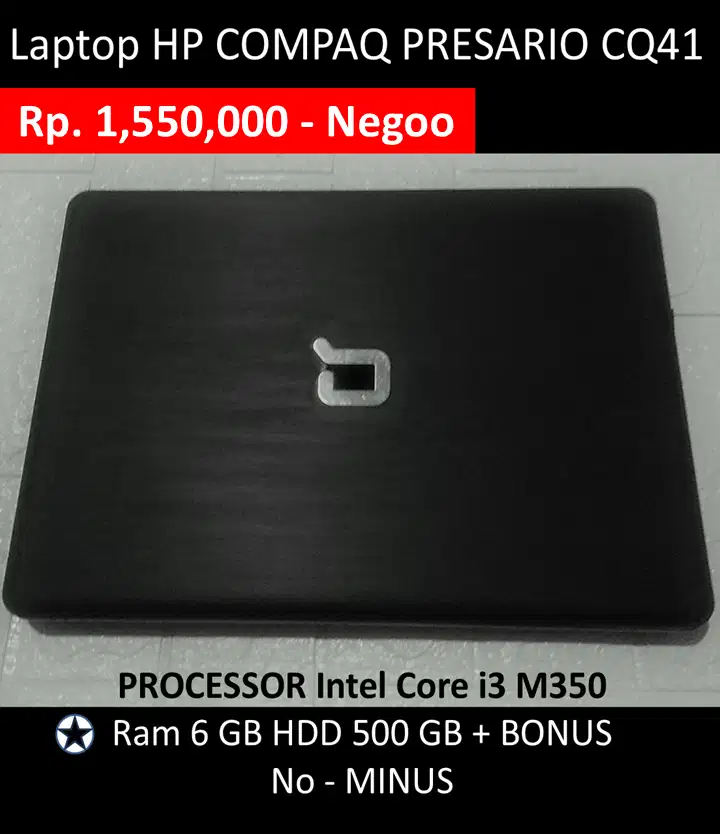 No Minus+Bonus HP COMPAQ PRESARIO CQ41 Core i3 M350 Ram 6GB HDD 500GB