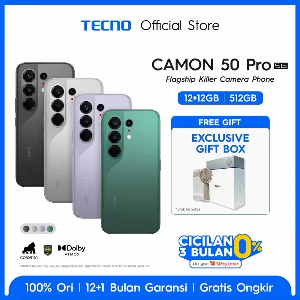 Tecno official store camon 50 pro ready garansi resmi.bisa kredit