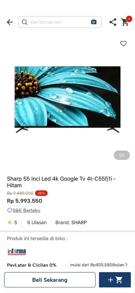 SHARP GOOGLE TV 4K 55inci