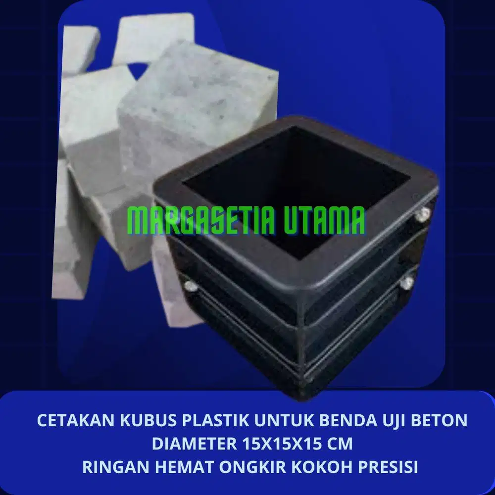 Cetakan kubus Beton 15x15x15 cm Plastik untuk Benda Uji Beton Diameter