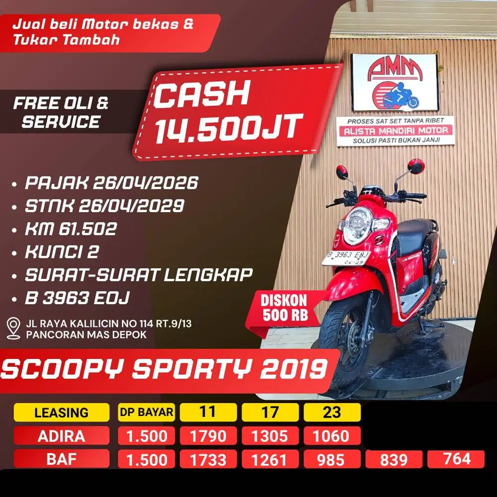 SCOOPY SPORTY 2019 PAJAK HIDUP ALLOBANK INDODANA SPAYLATER CC ALISTA