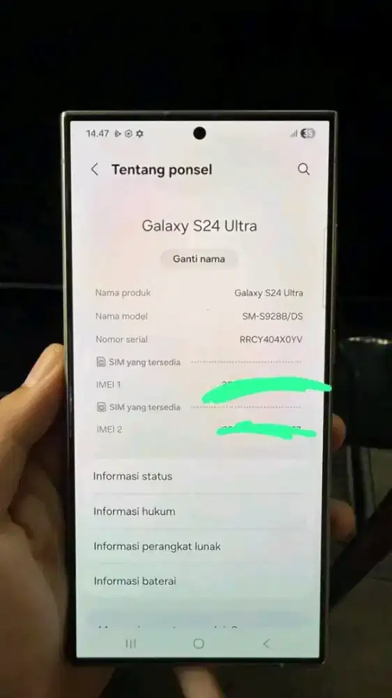 samsung S24 ultra 12/256 ori segel mulus