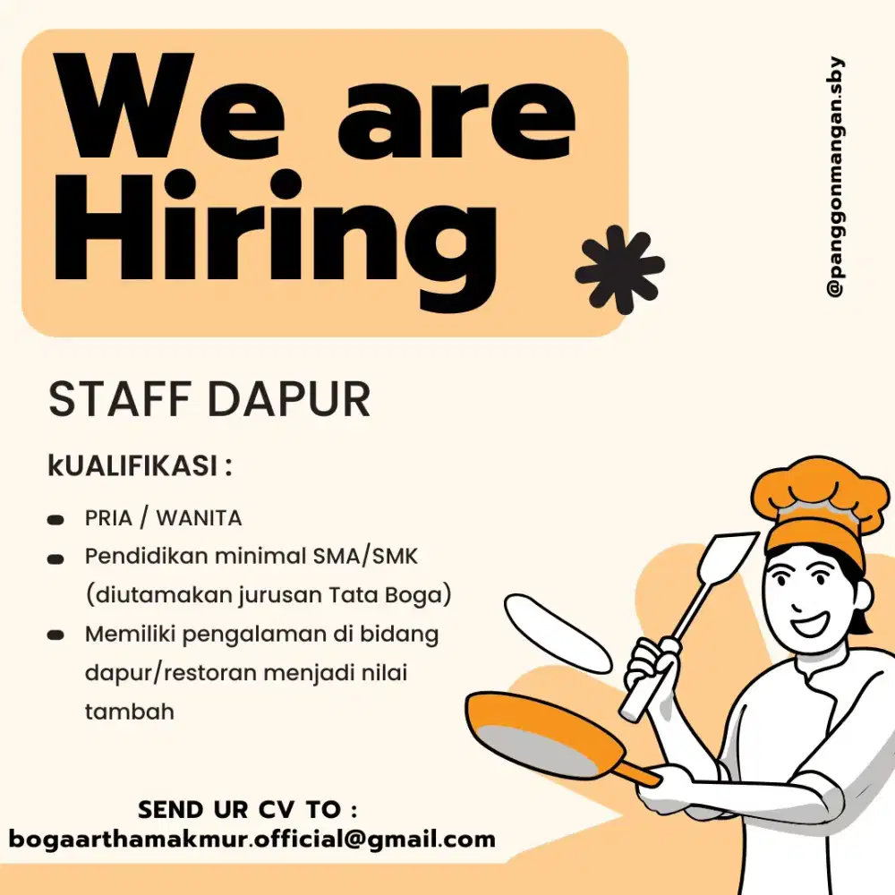 Lowongan Kerja untuk Staff DapurPujasera