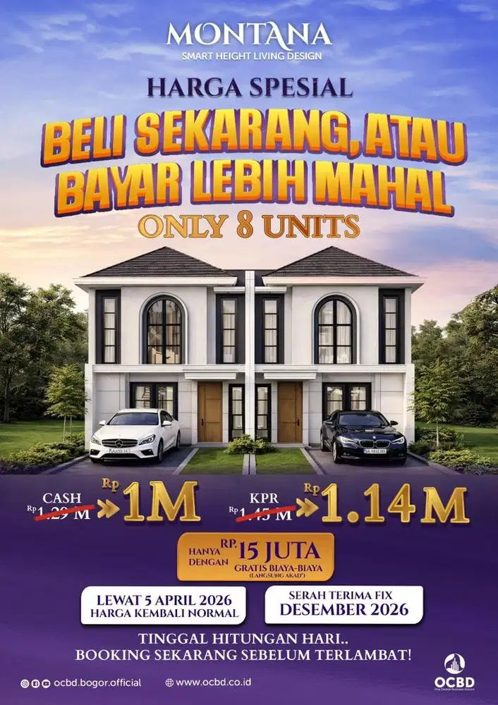 Dijual Rumah Baru  Dp 0% di OCBD Bogor