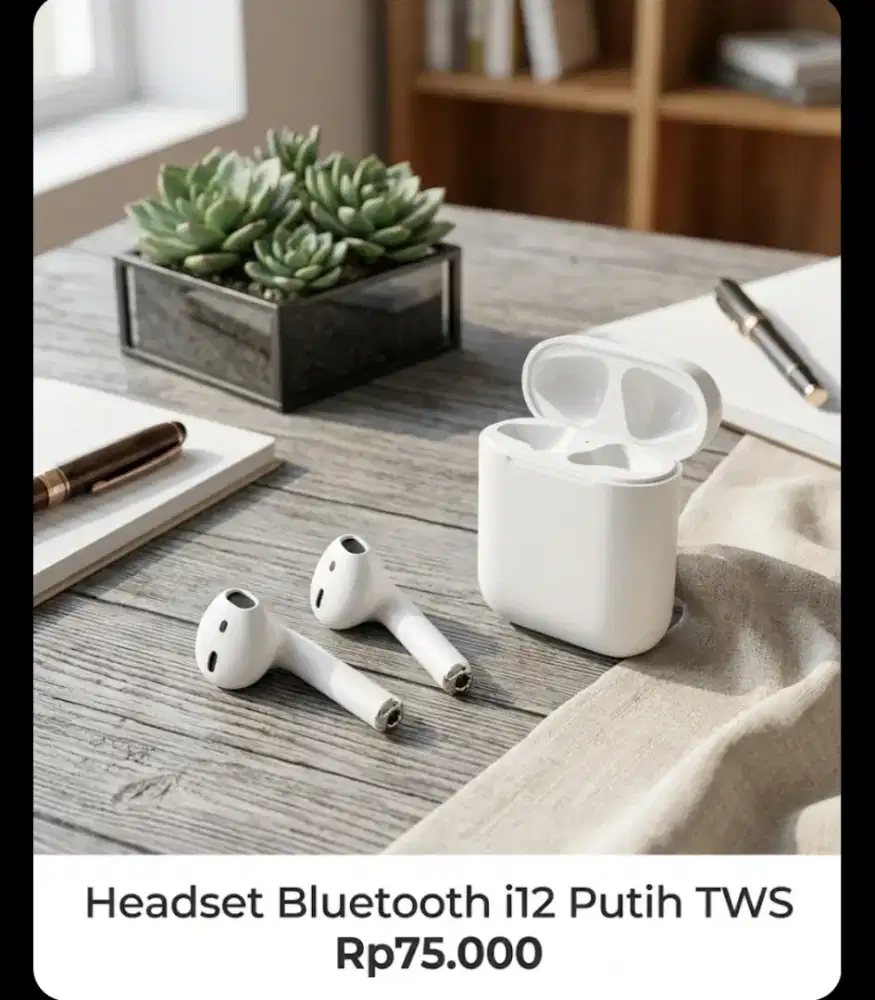 Headset Bluetooth inpods i12 Putih White TWS
