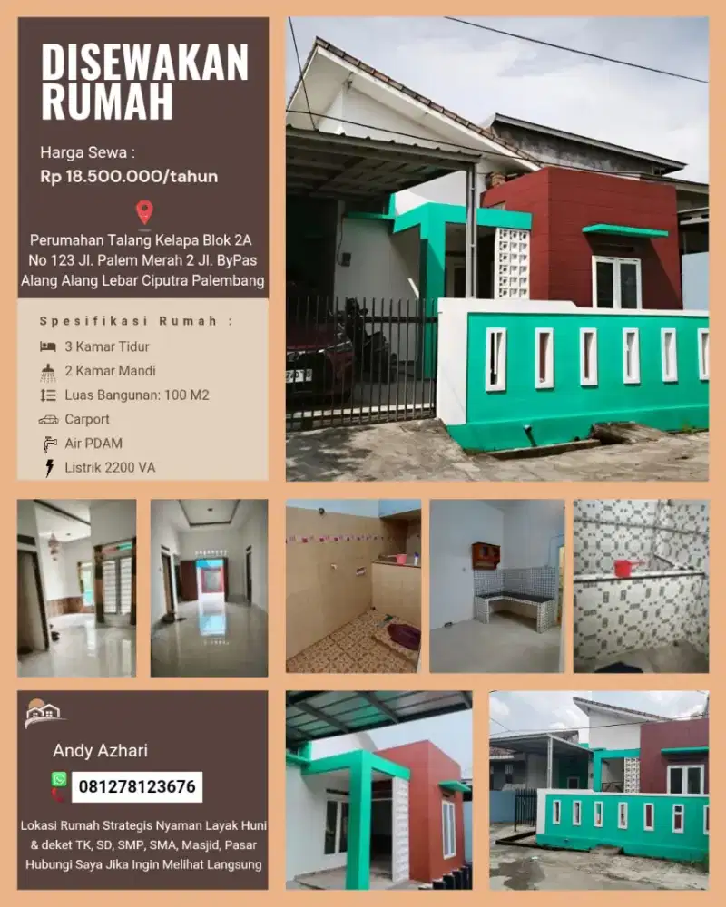 DISEWAKAN RUMAH Lokasi Rumah Stategis & Nyaman